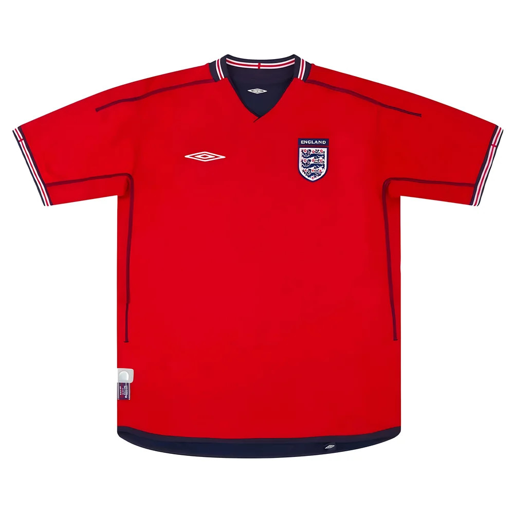'02-'04 England Away ) (Excellent) Polyester Made By: Umbro Men's Red Size 46