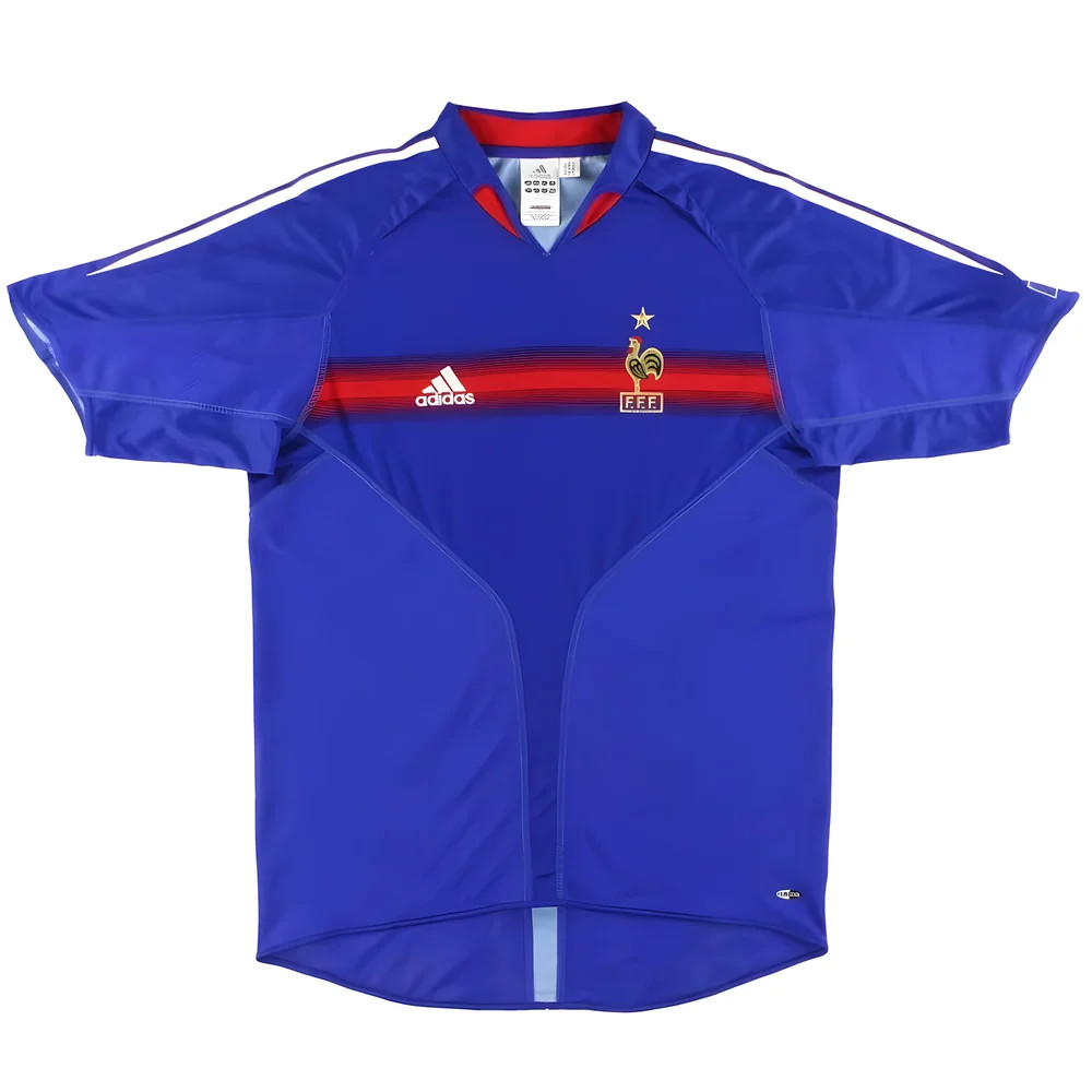 '04-'06 France Home Shirt (S) (Excellent) Polyester Made By: Adidas Men's Blue Small