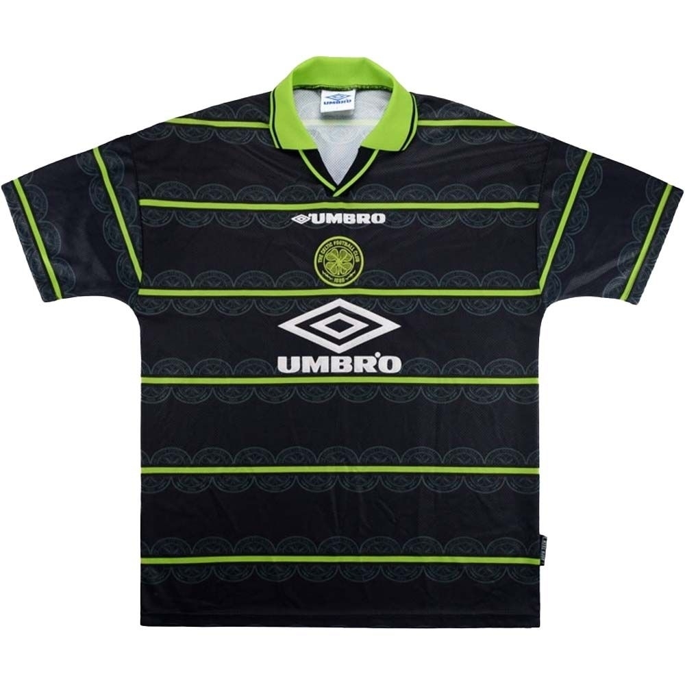 '98-'99 Celtic Away Shirt ) (Excellent) Polyester Made By: Umbro Men's Black Extra Large