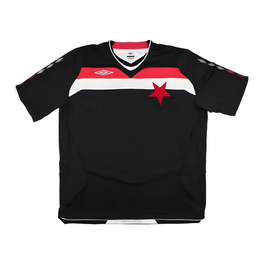 '08-'09 Slavia Prague Away Shirt ((Excellent) Polyester Made By: Umbro Men's Black Extra Large