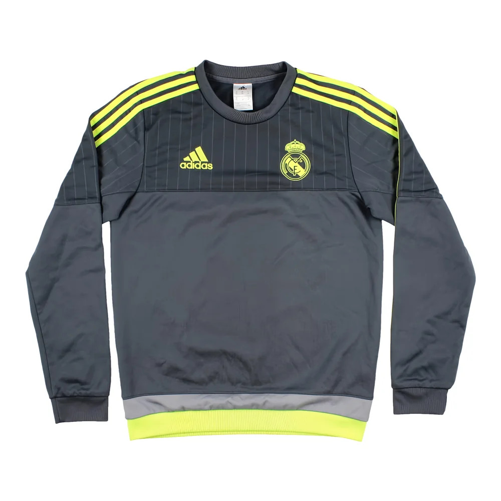 '15-'16 Real Madrid Sweatshirts ((Very Good) Polyester Made By: Adidas Men's Black Extra Small