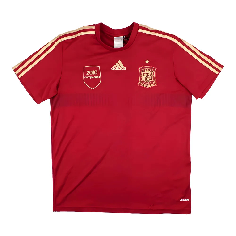 '13-'14 Spain Training Shirt (M) (Excellent) Polyester Made By: Adidas Men's Red Medium