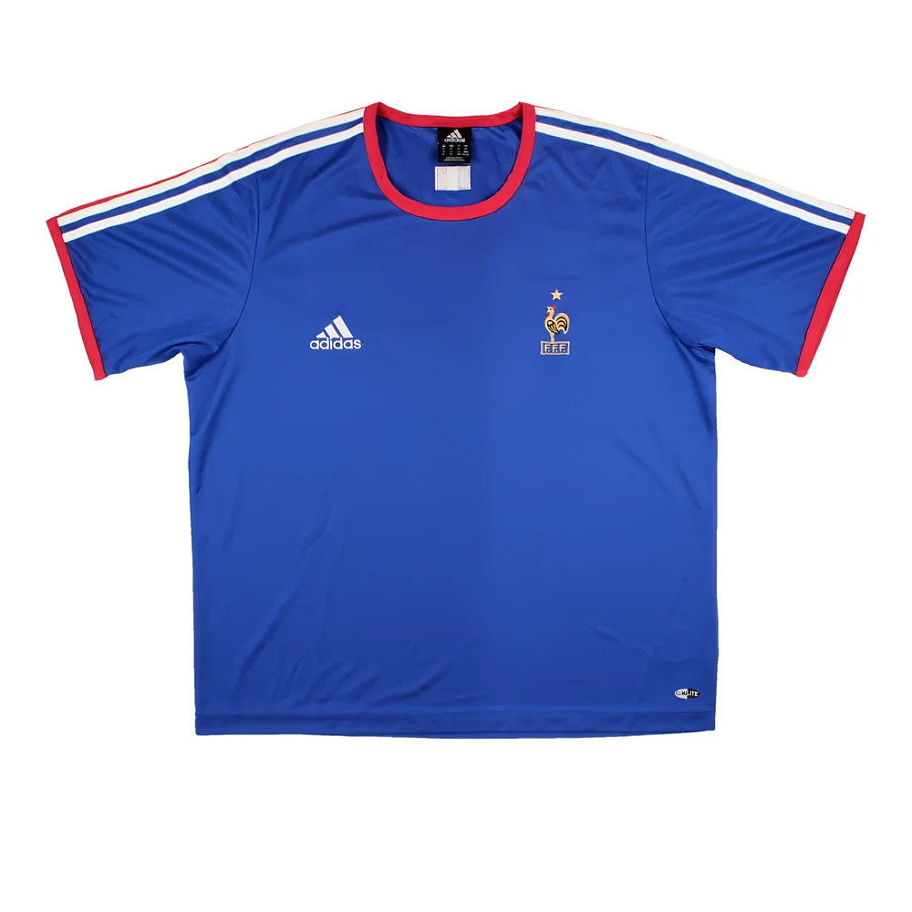 '04-'06 France Training Shirt ((Excellent) Polyester Made By: Adidas Men's Blue Extra Large