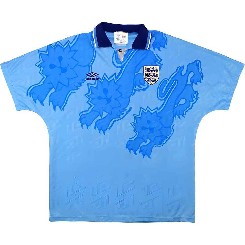 '92-'93 England Third Shirt (Excellent) Polyester Made By: Umbro Men's Blue Medium