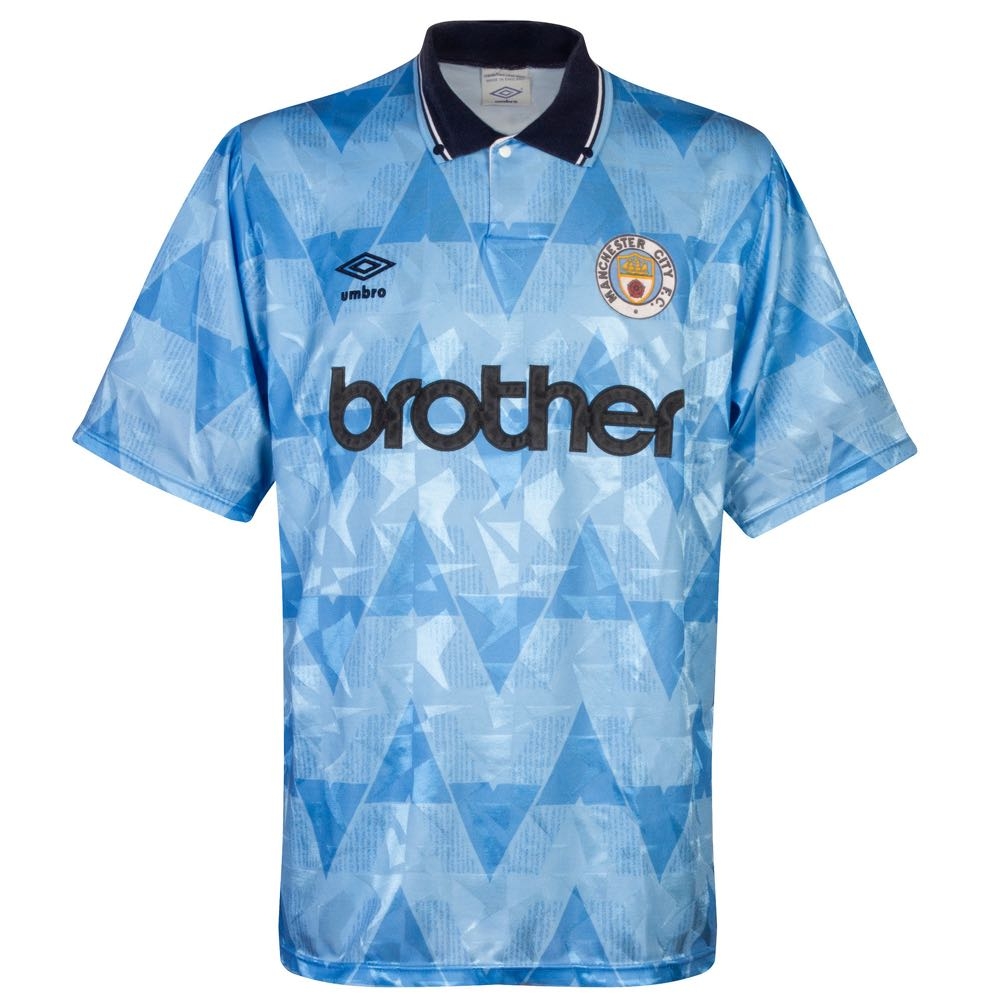 manchester city 1989-91 home shirt (m) (very good)