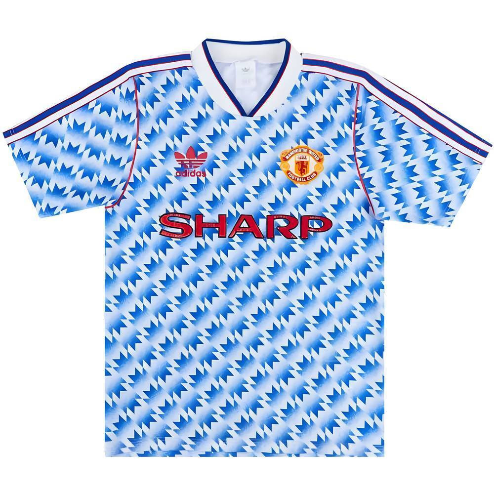 '90-'91 Manchester United Away Shirt (S) (Very Good) Polyester Made By: Adidas Men's Blue Small