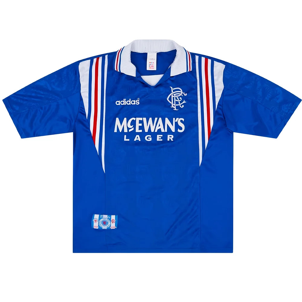 '96-'97 Rangers Home Shirt ) (Excellent) Polyester Made By: Adidas Men's Blue Extra Large