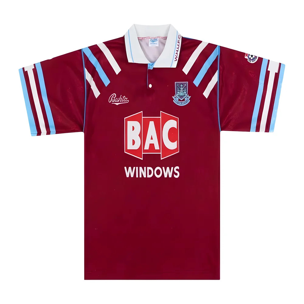 '91-'92 West Ham Home Shirt (M) (Very Good) Polyester Made By: Bukta Men's Claret Medium