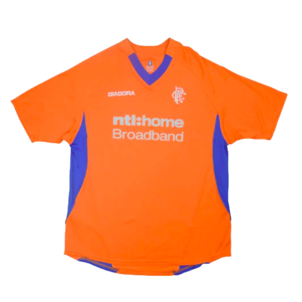 '02-'03 Rangers Away Shirt (Good) Polyester Made By: Diadora Men's Orange Medium