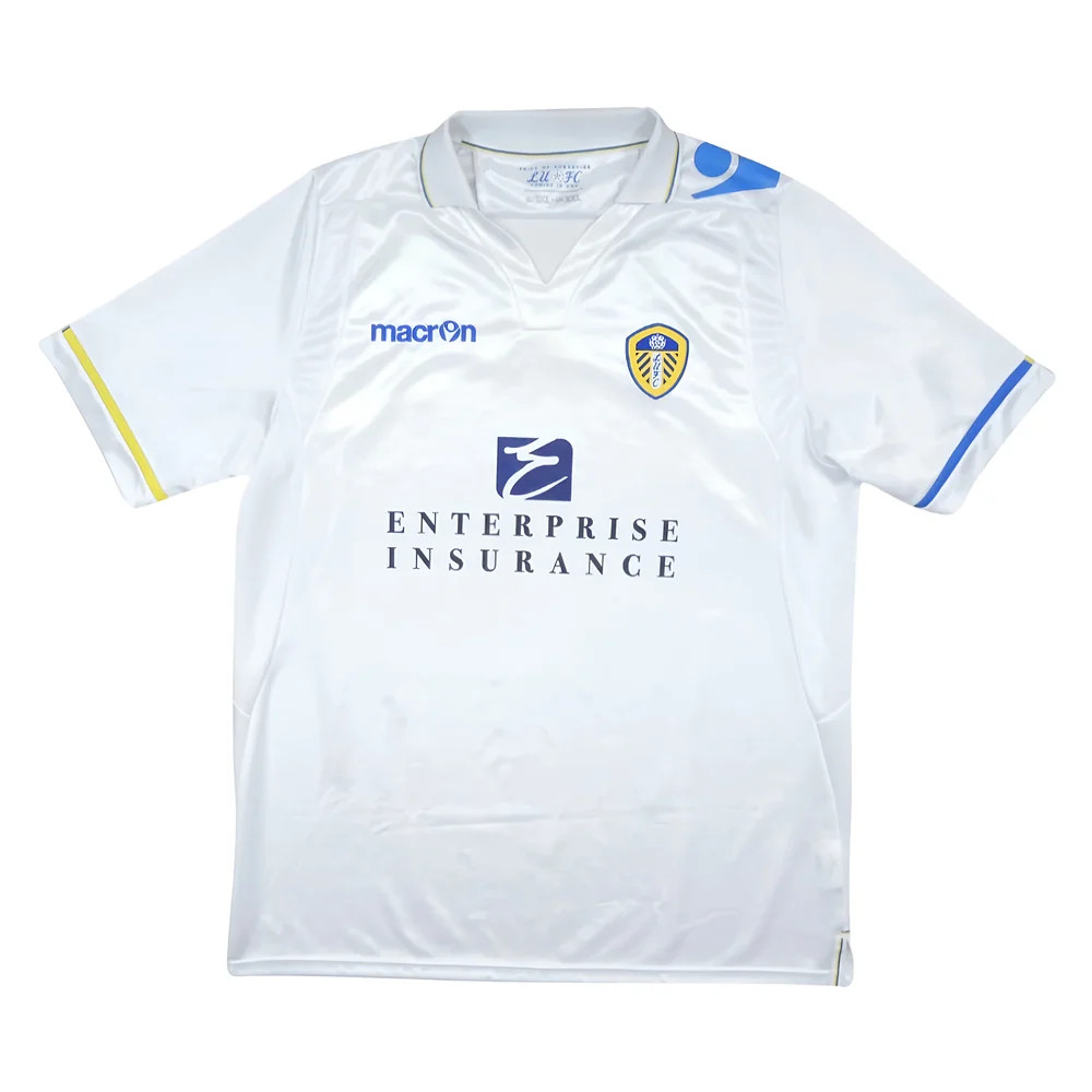 '11-'12 Leeds United Home Shirt (Very Good) Polyester Made By: Macron Men's White Extra Large
