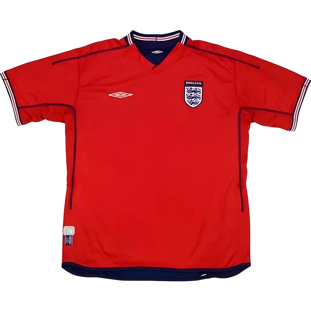 '02-'04 England Away Shirt ) (Very Good) Polyester Made By: Umbro Men's Red Xxl