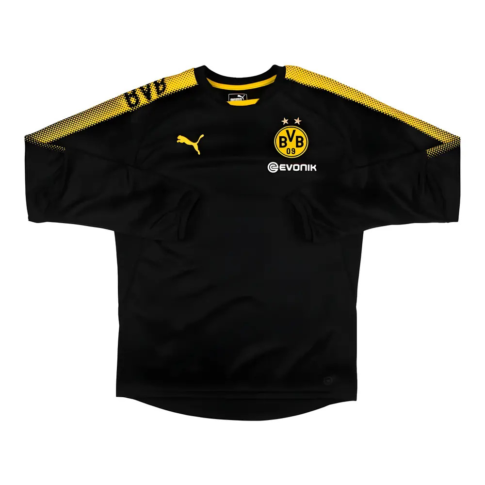 '17-'18 Borussia Dortmund Puma Long Sleeve Training Top (M) (Very Good) Polyester Men's Black Medium