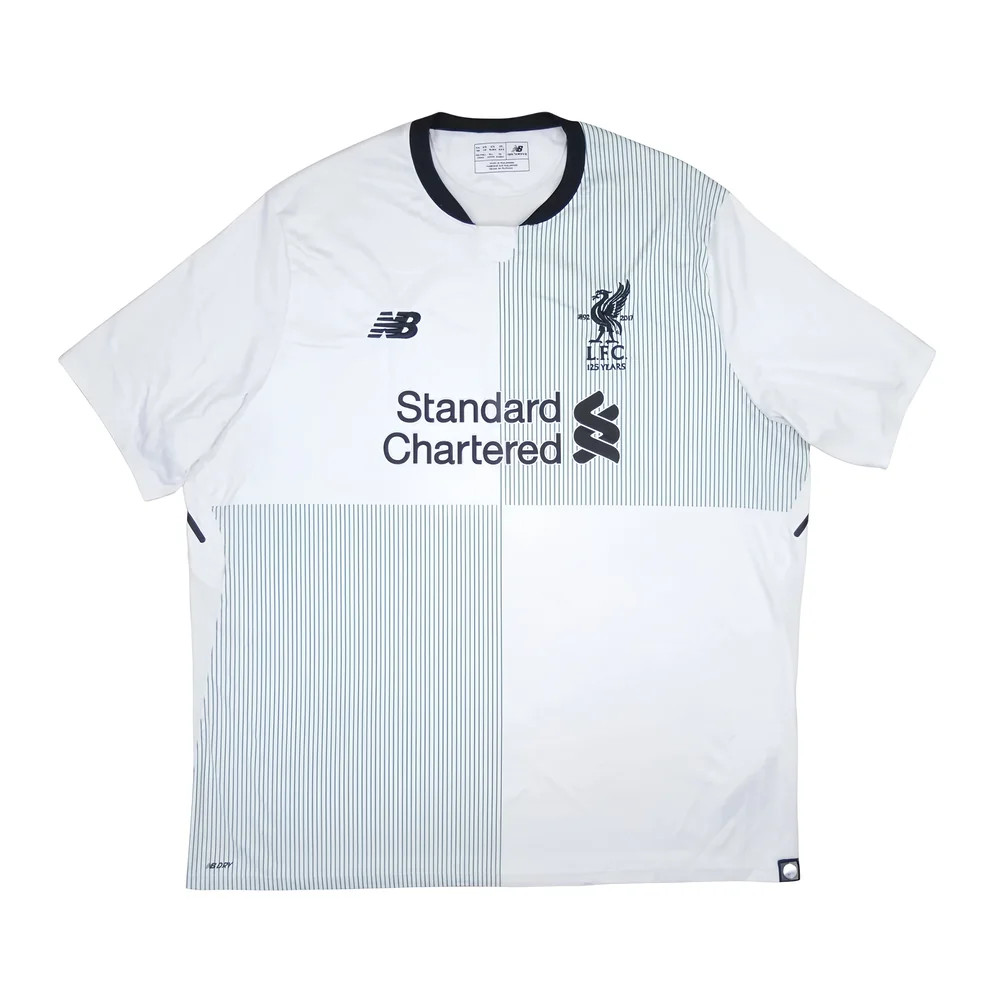 '17-'18 Liverpool Away Shirt ) (Very Good) Polyester Made By: New Balance Men's White Xxl