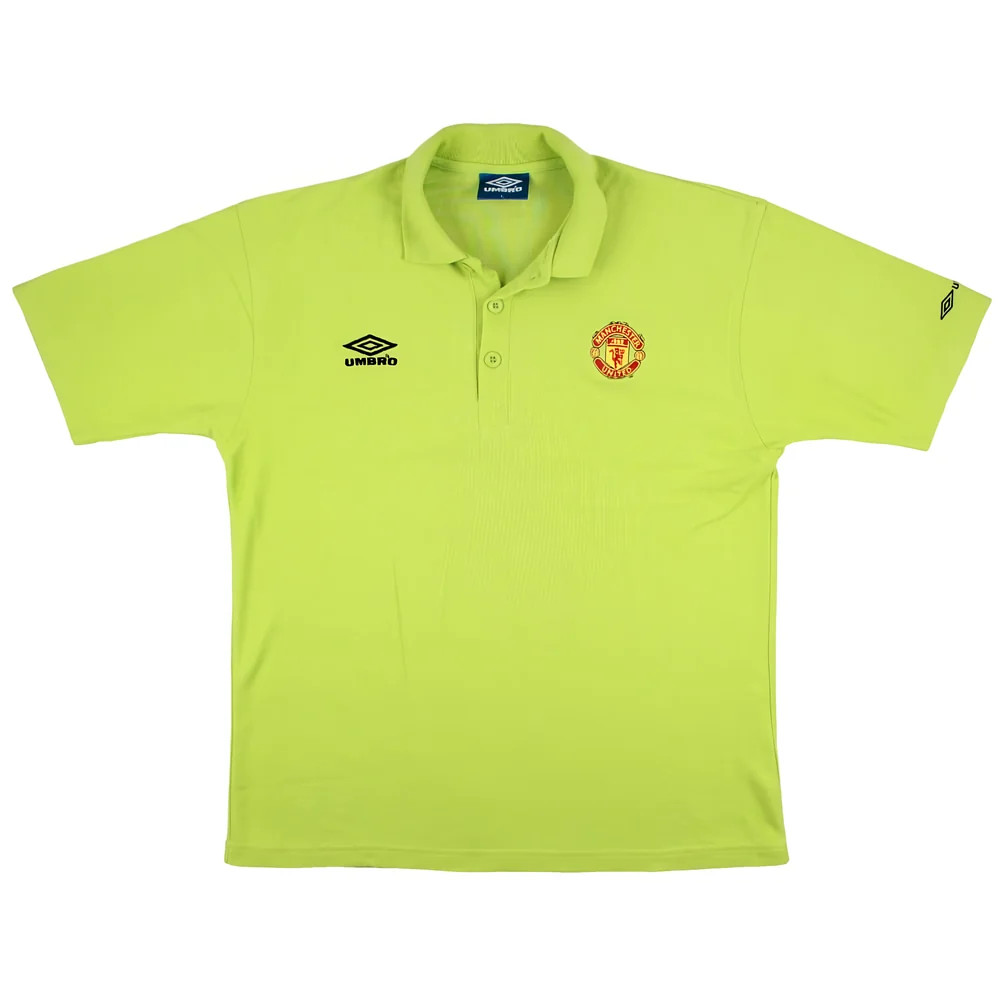 '98-'00 Manchester United Polo Shirt (L) (Excellent) Polyester Made By: Umbro Men's Green Large