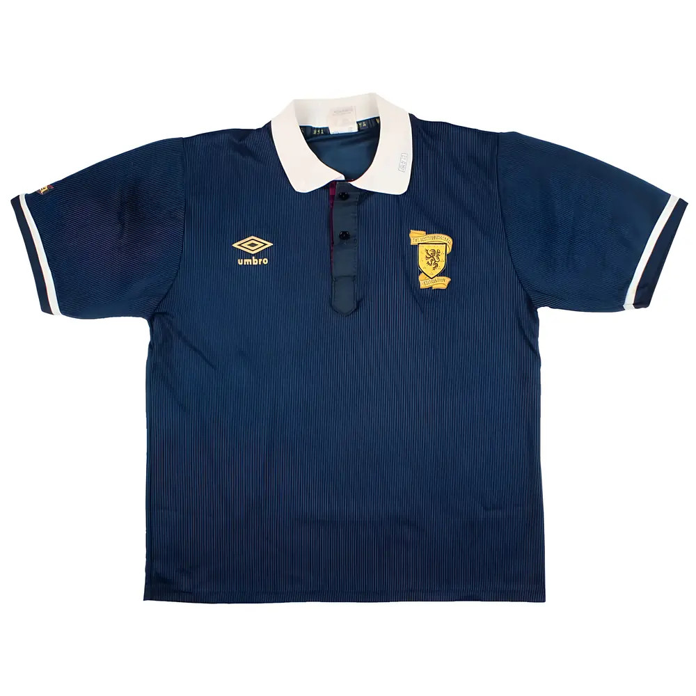 '88-'91 Scotland Home Shirt (L) (Very Good) Polyester Made By: Umbro Men's Navy Large