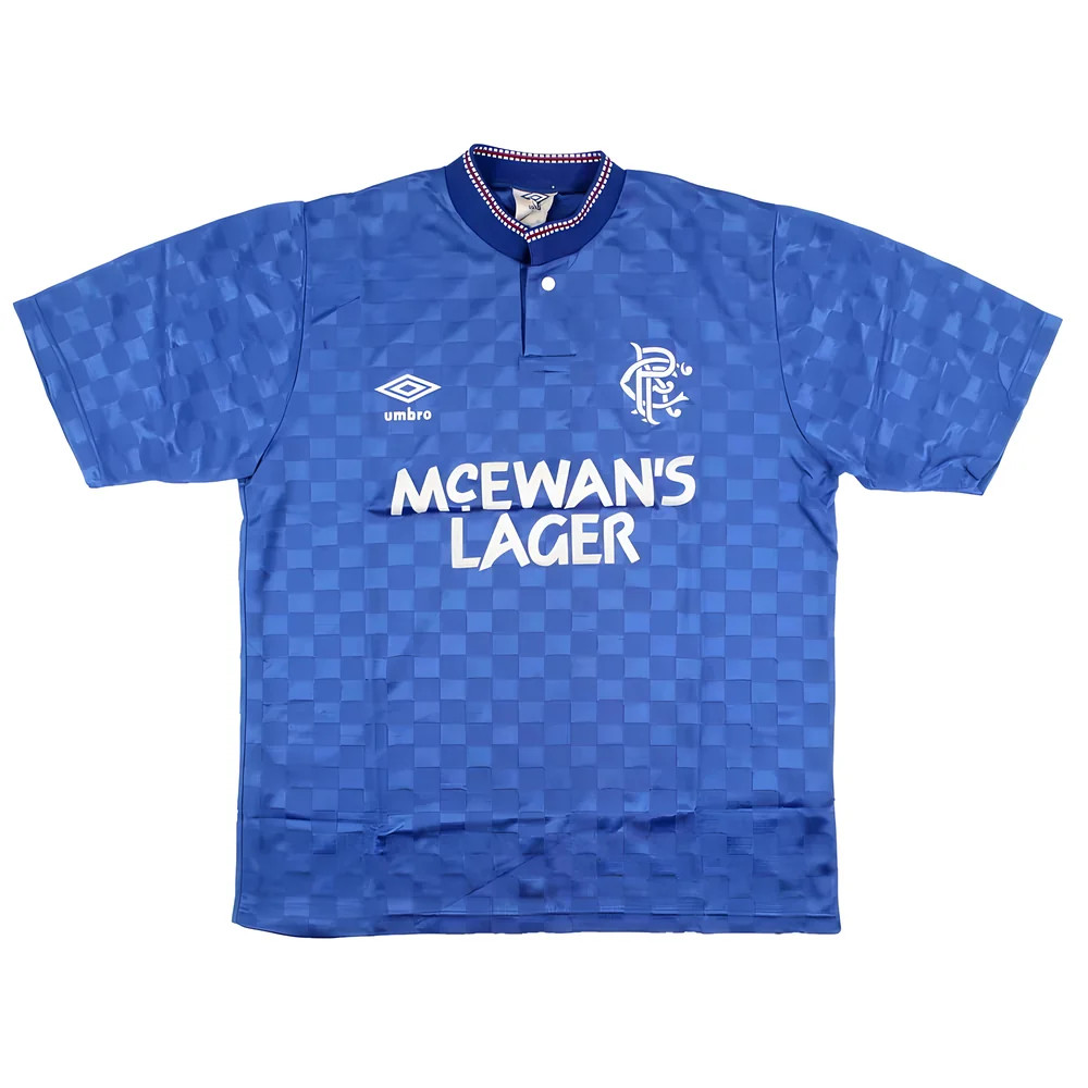 '87-'90 Rangers Home Shirt (S) (Very Good) Polyester Made By: Umbro Men's Blue Small