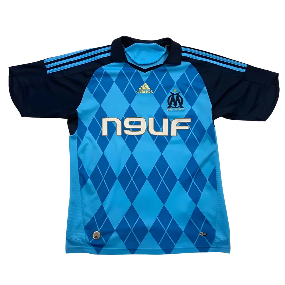 '08-'09 Marseille Away Shirt ) (Very Good) Polyester Made By: Adidas Men's Blue Extra Large