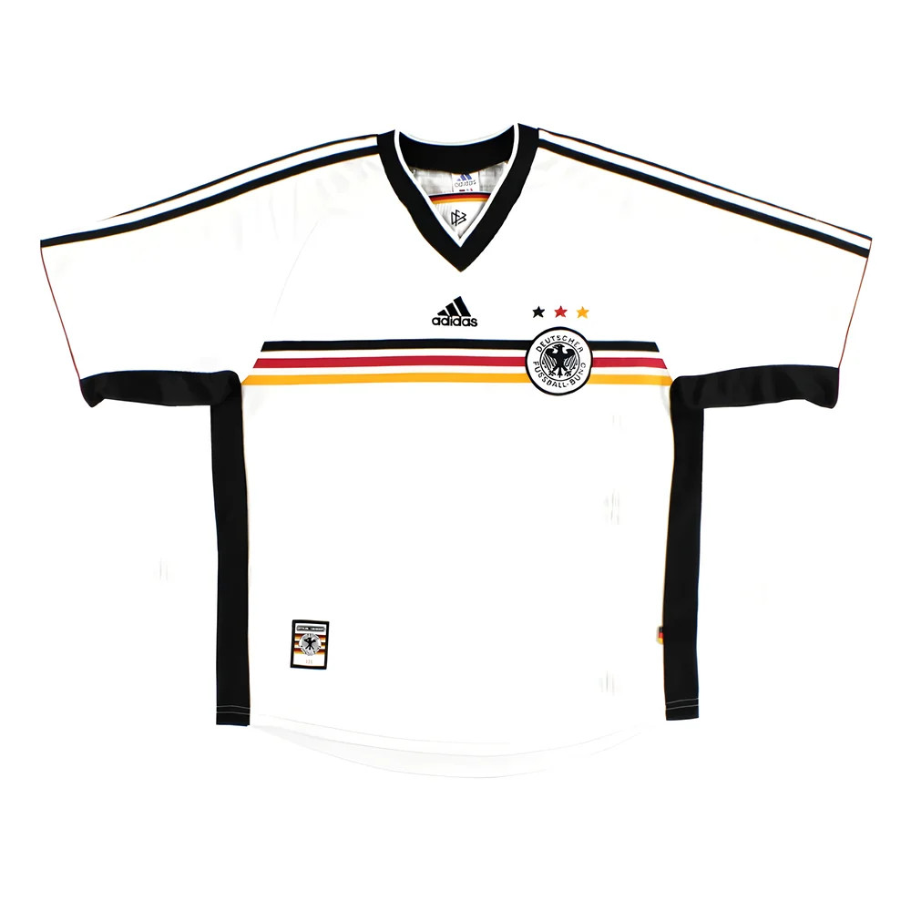 '98-'00 Germany Home Shirt ) (Very Good) Polyester Made By: Adidas Men's White Xxl