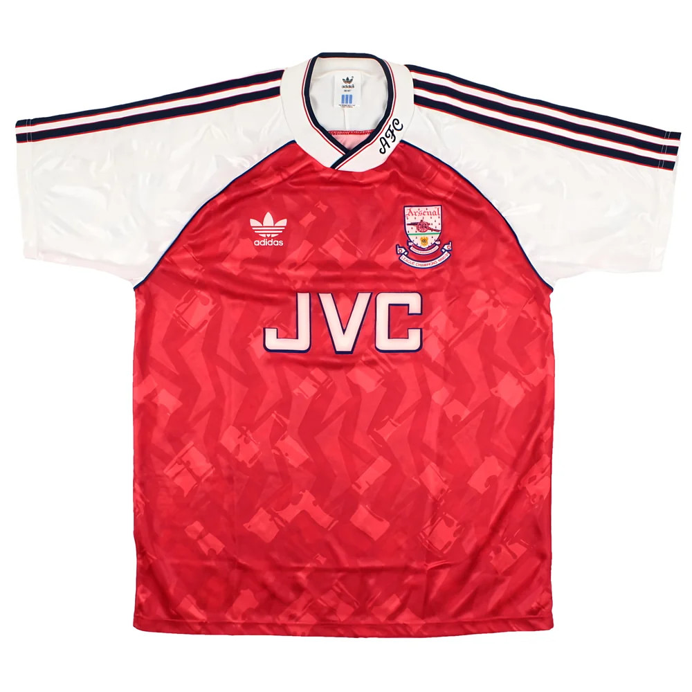 '90-'92 Arsenal Home Shirt (League Champions Badge Detail) (L) (Excellent) Polyester Made By: Adidas Men's Red Large