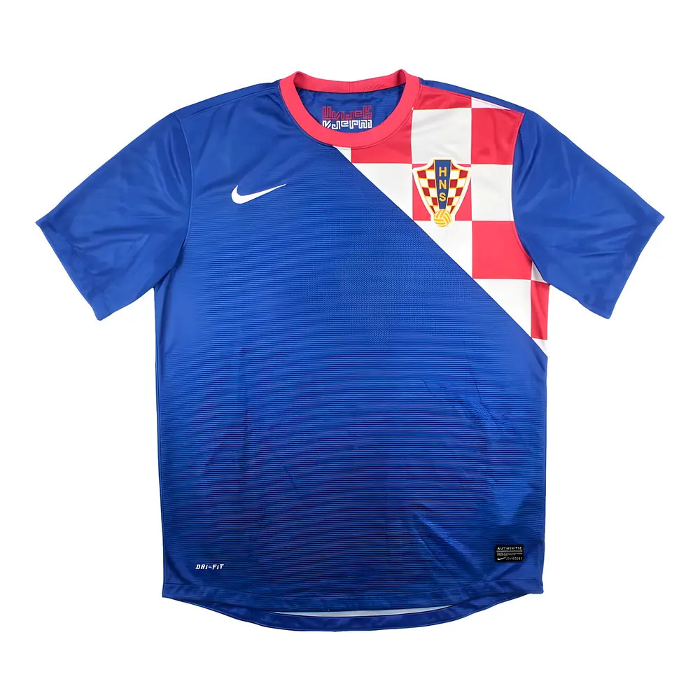'12-'14 Croatia Away Shirt (S) (Very Good) Polyester Made By: Nike Men's Blue Small