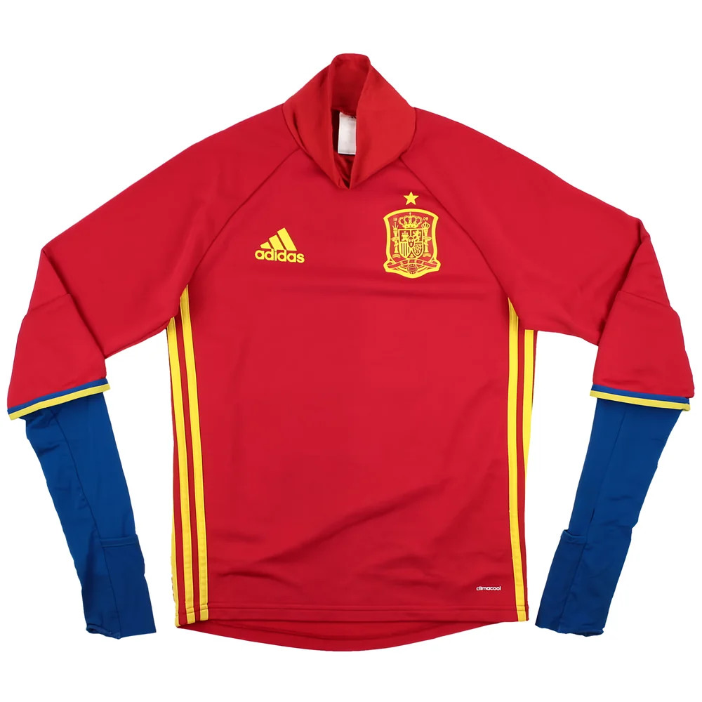 '15-'16 Spain Adidas Long Sleeve Training Top ) (Very Good) Polyester Men's Red Extra Small