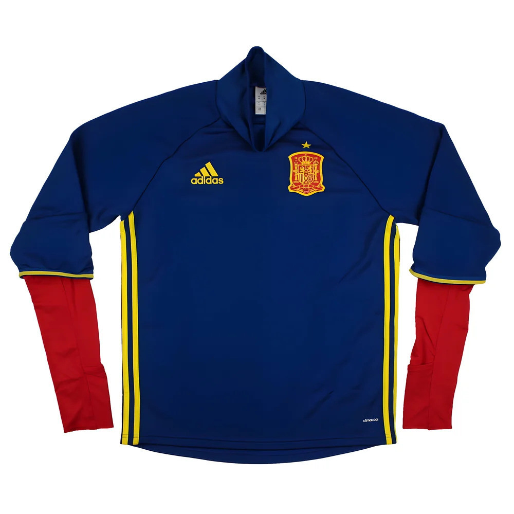 '15-'16 Spain Adidas Long Sleeve Training Shirt (S) (Excellent) Polyester Men's Navy Small