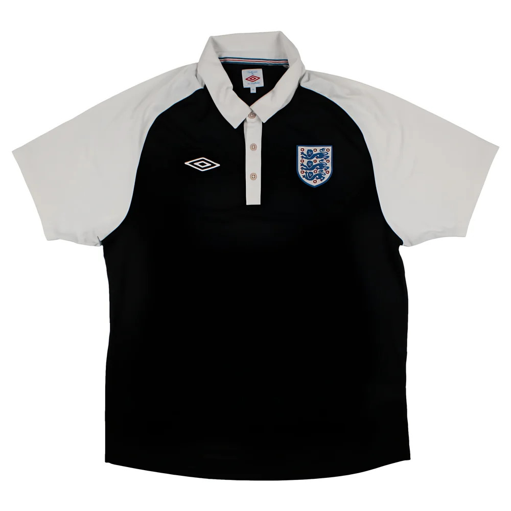 '10-'11 England Umbro Polo Shirt ) (Very Good) Polyester Men's Black Extra Large