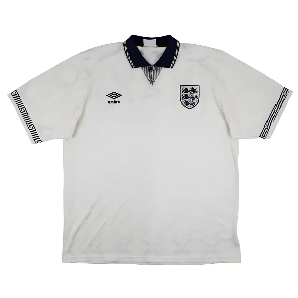 '90-'92 England Home Shirt ) (Very Good) Polyester Made By: Umbro Men's White Extra Large