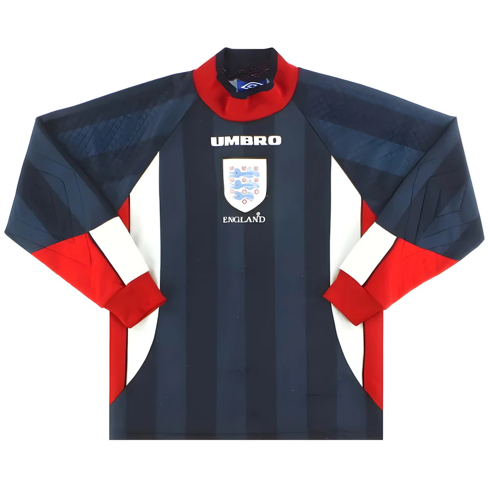 '97-'98 England Away Goalkeeper Shirt (L) (Excellent) Polyester Made By: Umbro Men's Navy Large