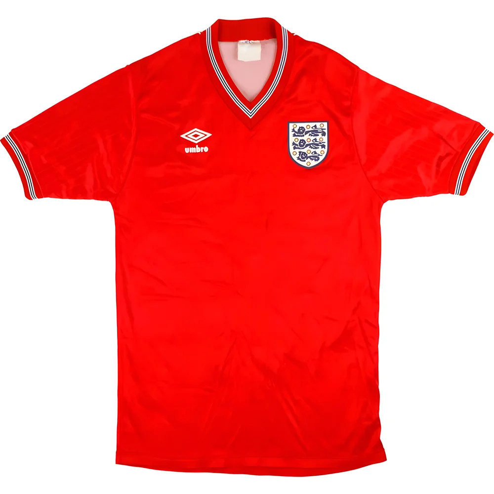 '84-'85 England Away Shirt Boys) (Very Good) Polyester Made By: Umbro Men's Red Extra Large