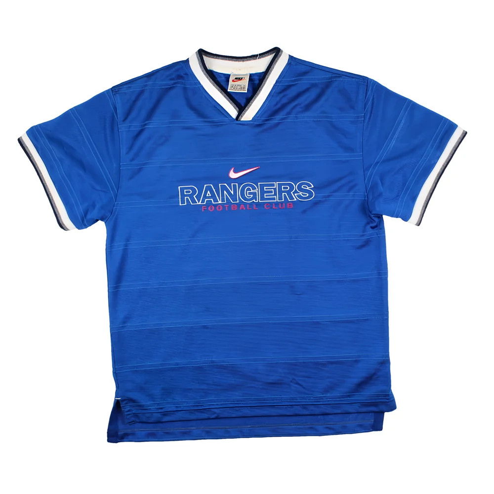 '97-'99 Rangers Nike Training Shirt (M) (Very Good) Polyester Men's Blue Medium