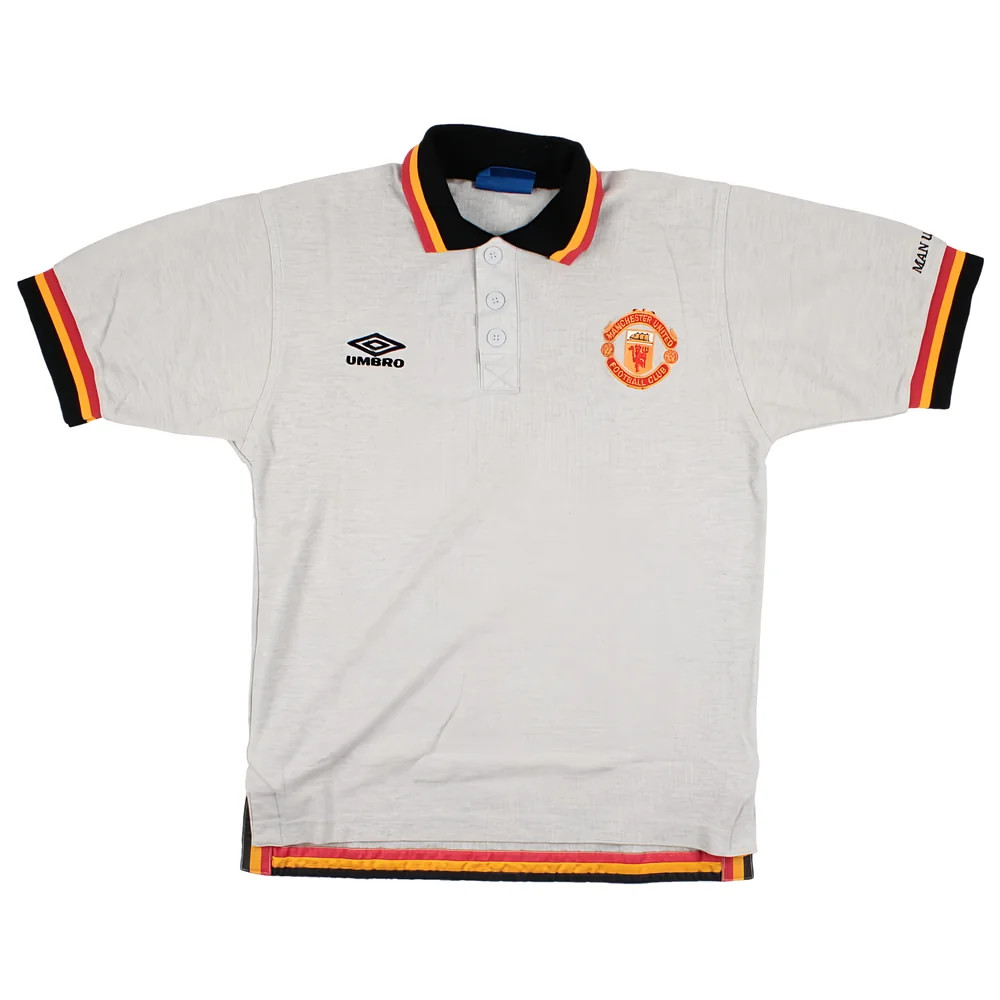 '96-'98 Manchester United Umbro Polo Shirt Boys) (Excellent) Polyester Men's Grey Extra Large