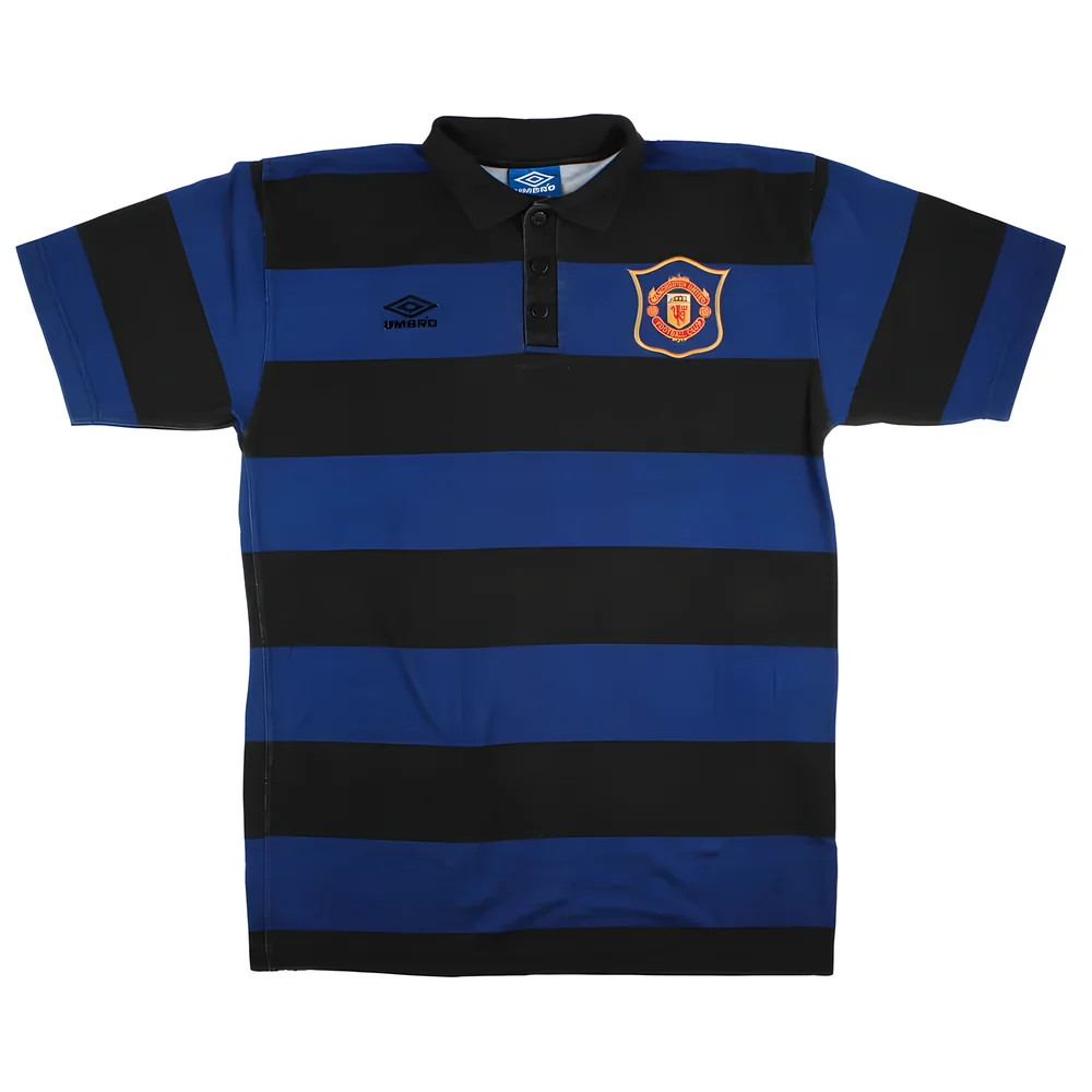 '94-'96 Manchester United Umbro Polo Shirt (L) (Very Good) Polyester Men's Black Large