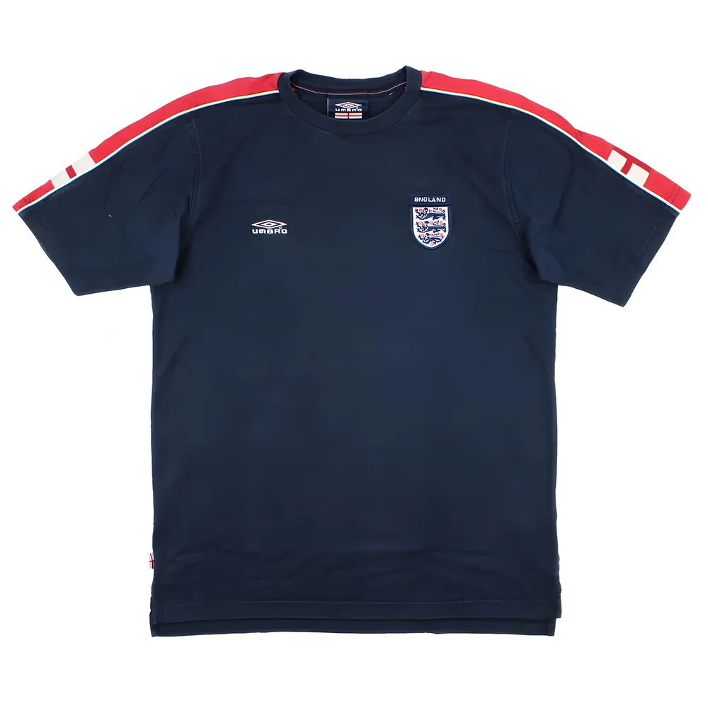 '06-'08 England Umbro Training Shirt ) (Very Good) Polyester Men's Navy Extra Large