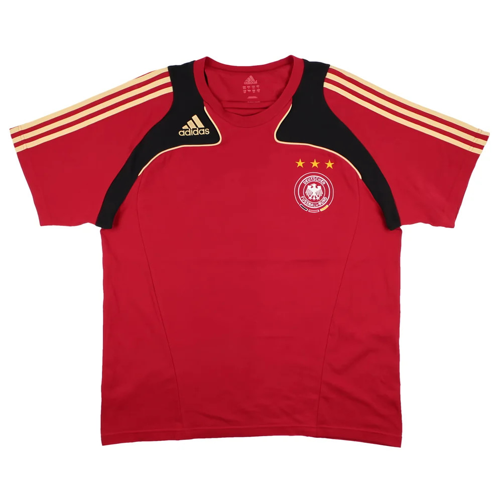 '07-'08 Germany Adidas Training Shirt ) (Very Good) Polyester Men's Red Extra Large