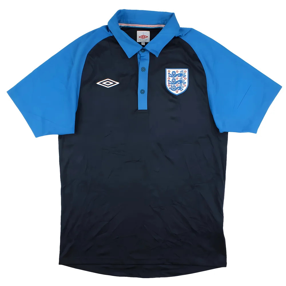 '10-'11 England Umbro Polo Shirt (M) (Very Good) Polyester Men's Navy Medium
