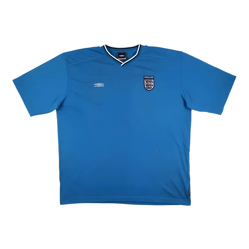 England 2000S Umbro Training Shirt ) (Very Good) Polyester Men's Blue Extra Large