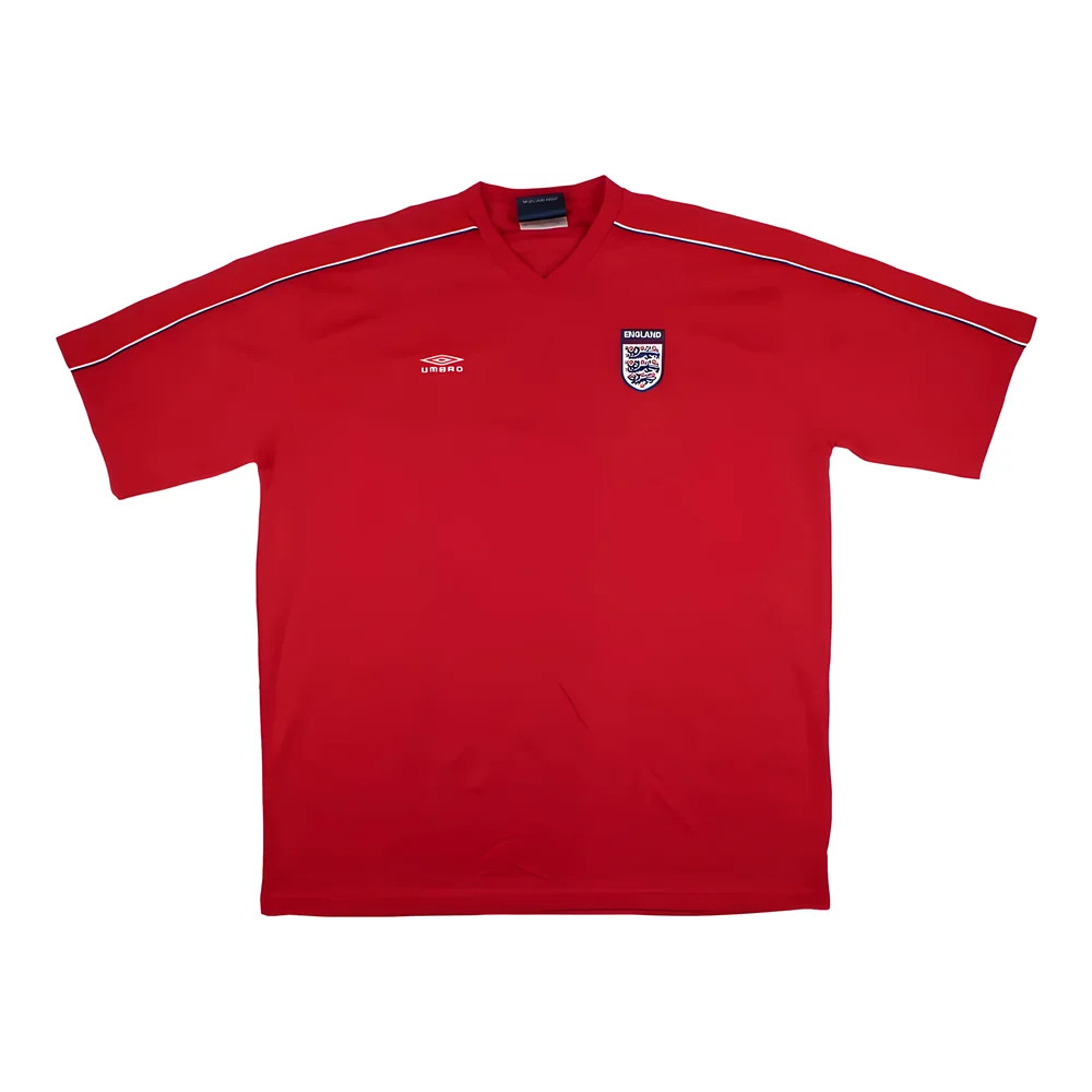England 2000S Umbro Training Shirt ) (Very Good) Polyester Men's Red Xxl
