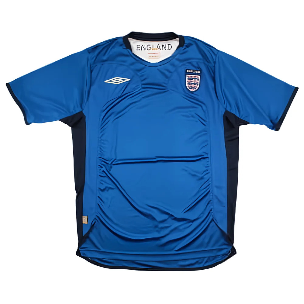 '06-'08 England Umbro Training Shirt (M) (Very Good) Polyester Men's Blue Medium