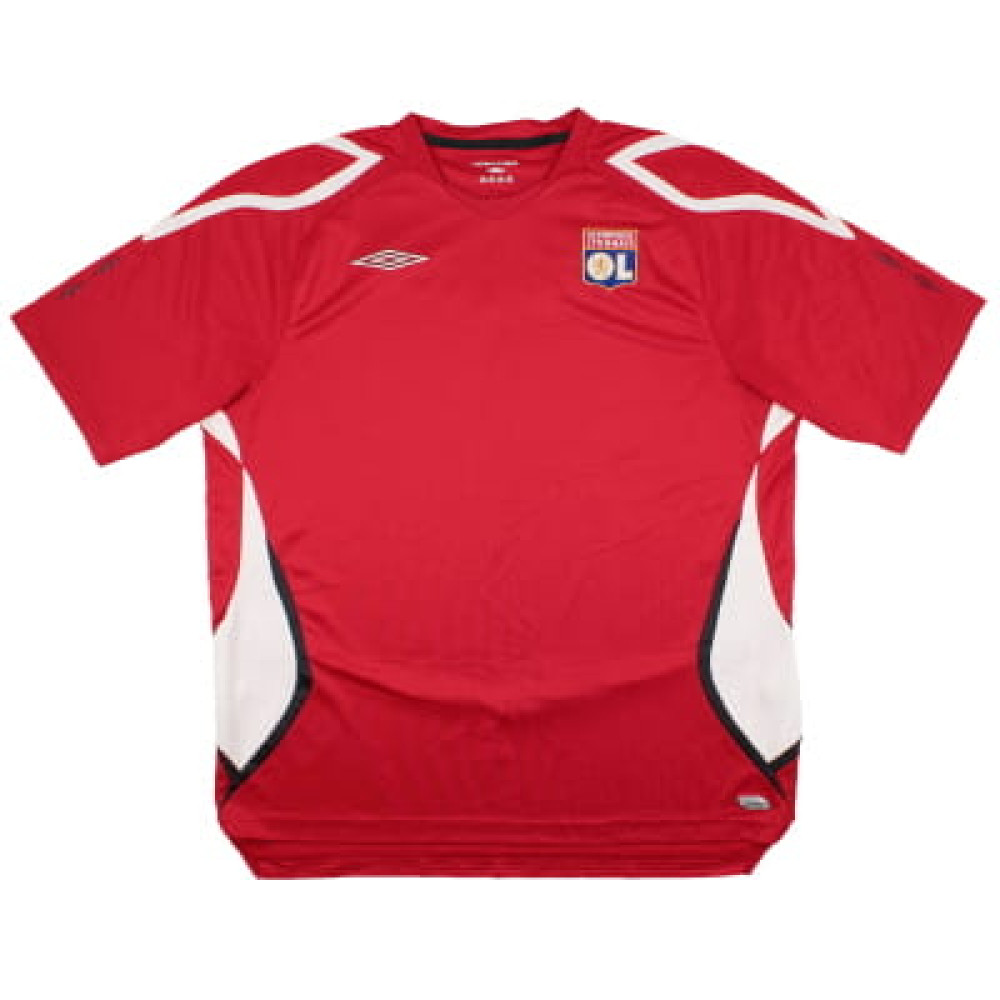 '05-'06 Lyon Umbro Training Shirt ) (Excellent) Polyester Olympique Lyon Men's Red Extra Large