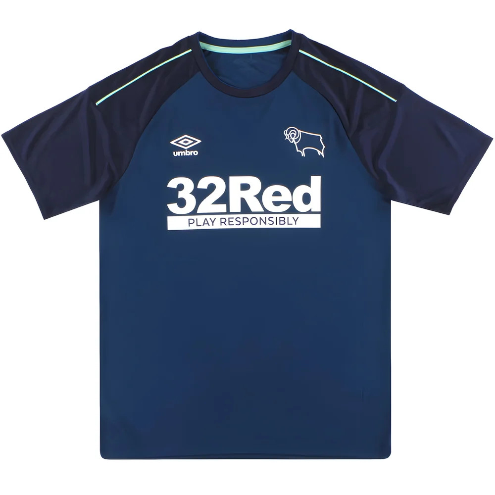 '20-'21 Derby County Away Shirt (L) (Mint) Polyester Made By: Umbro Men's Dark Blue Large