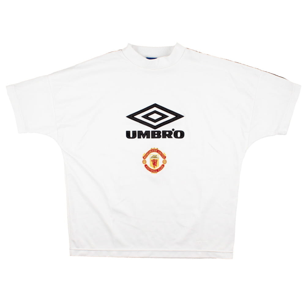 '96-'97 Manchester United Umbro Training Shirt (Y) (Very Good) Kids Polyester Unisex Kids White Extra Large