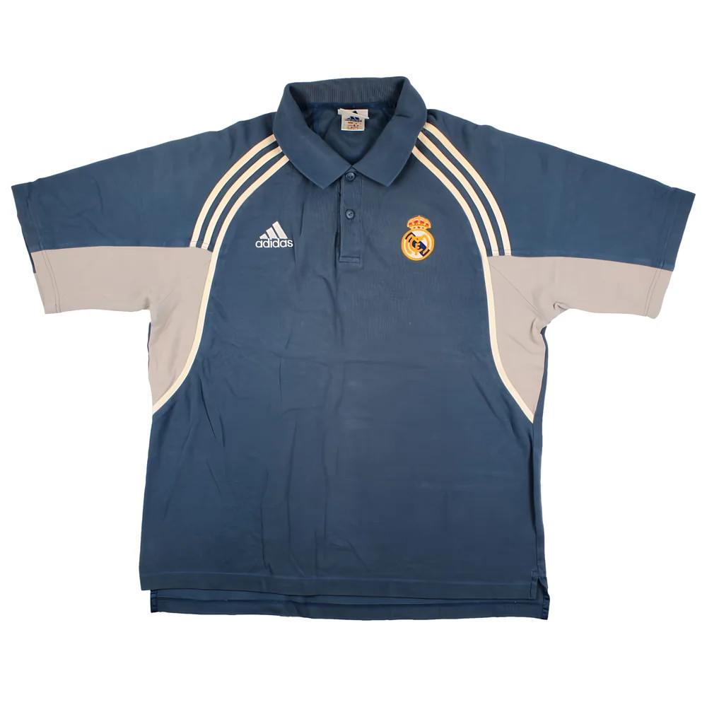 '98-'00 Real Madrid Adidas Polo Shirt (L) (Excellent) Polyester Men's Turquoise Large