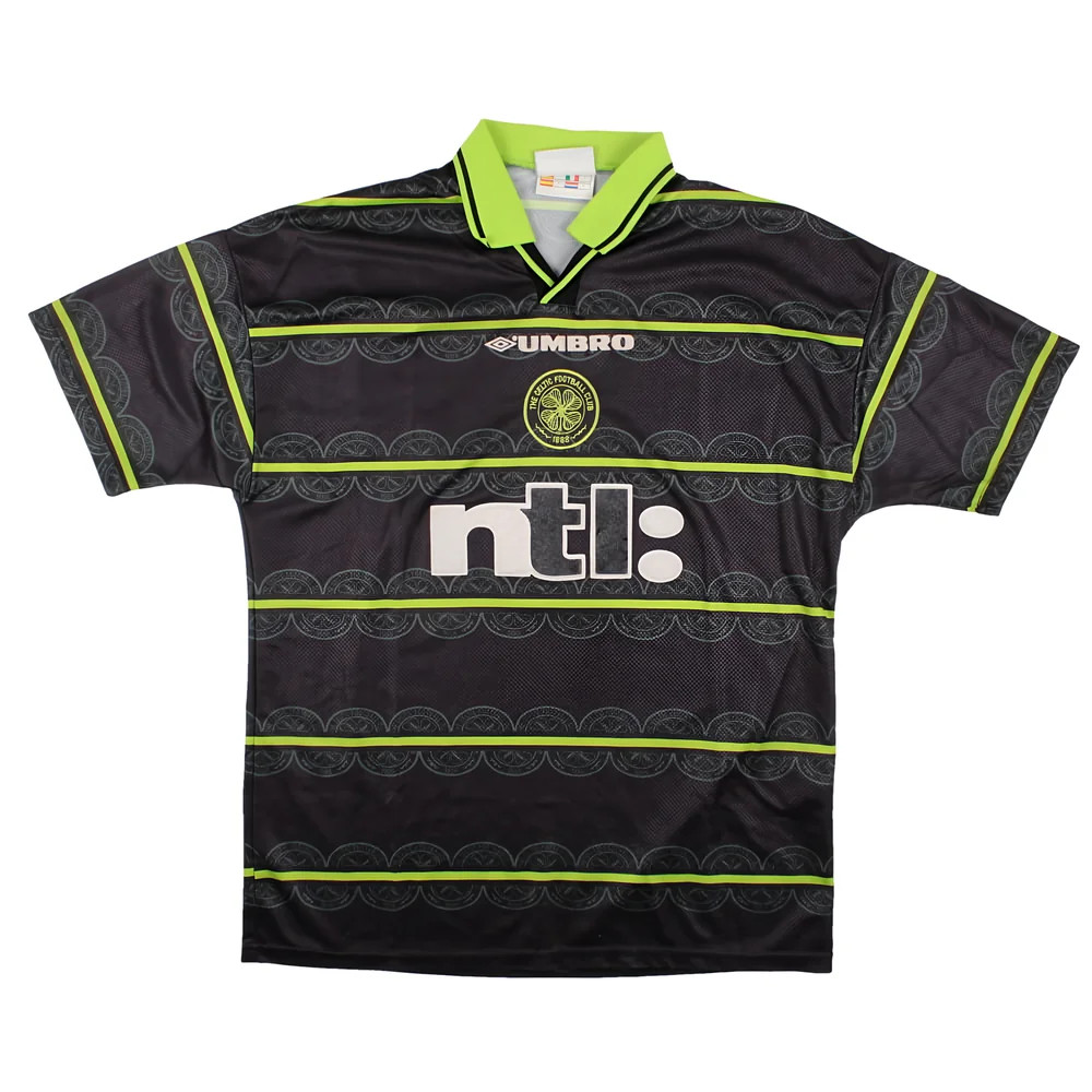 '99-'00 Celtic Away Shirt (L) (Excellent) Polyester Made By: Umbro Men's Black Large