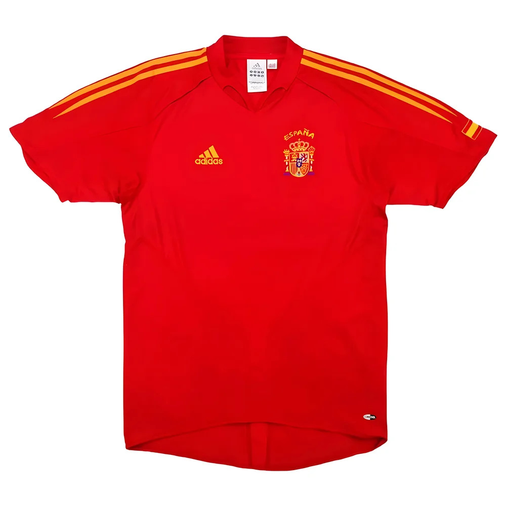 '04-'06 Spain Home Shirt ((Very Good) Polyester Made By: Adidas Men's Red Extra Large