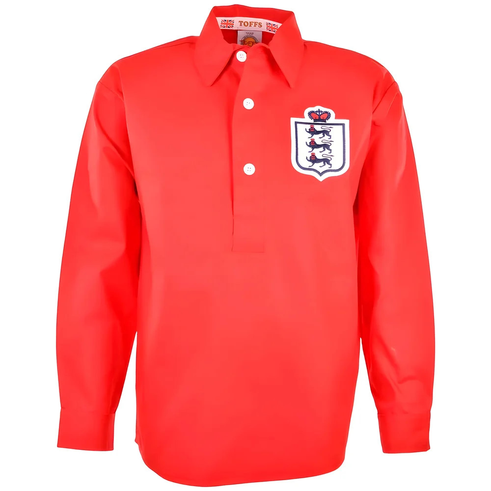 '30-'40 England Away Retro Football Shirt Polyester Made By: Toffs Men's Red 5XL