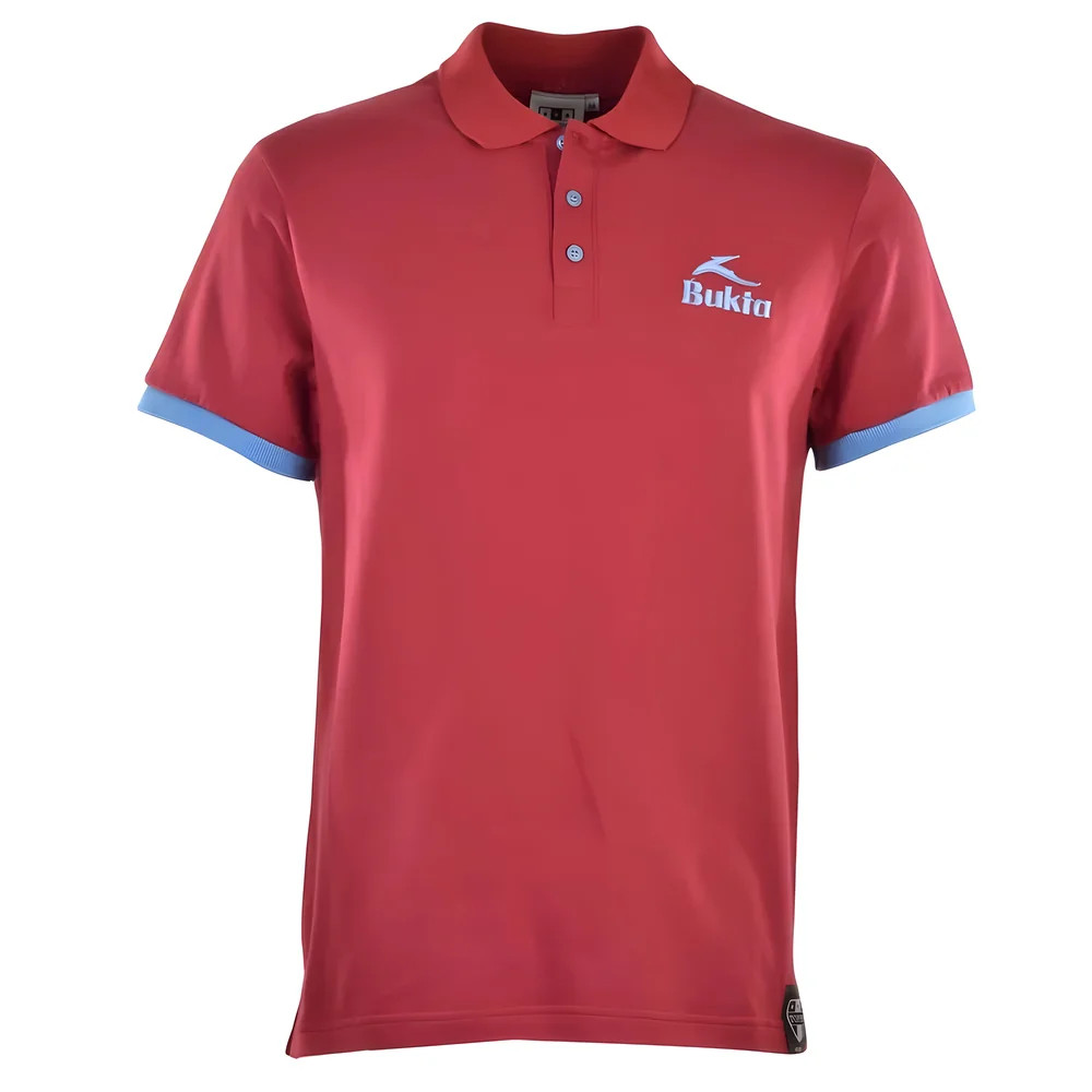 Bukta Polo Claret With Sky Cuffs Polyester Chelsea Made By: Toffs Men's Red 3XL