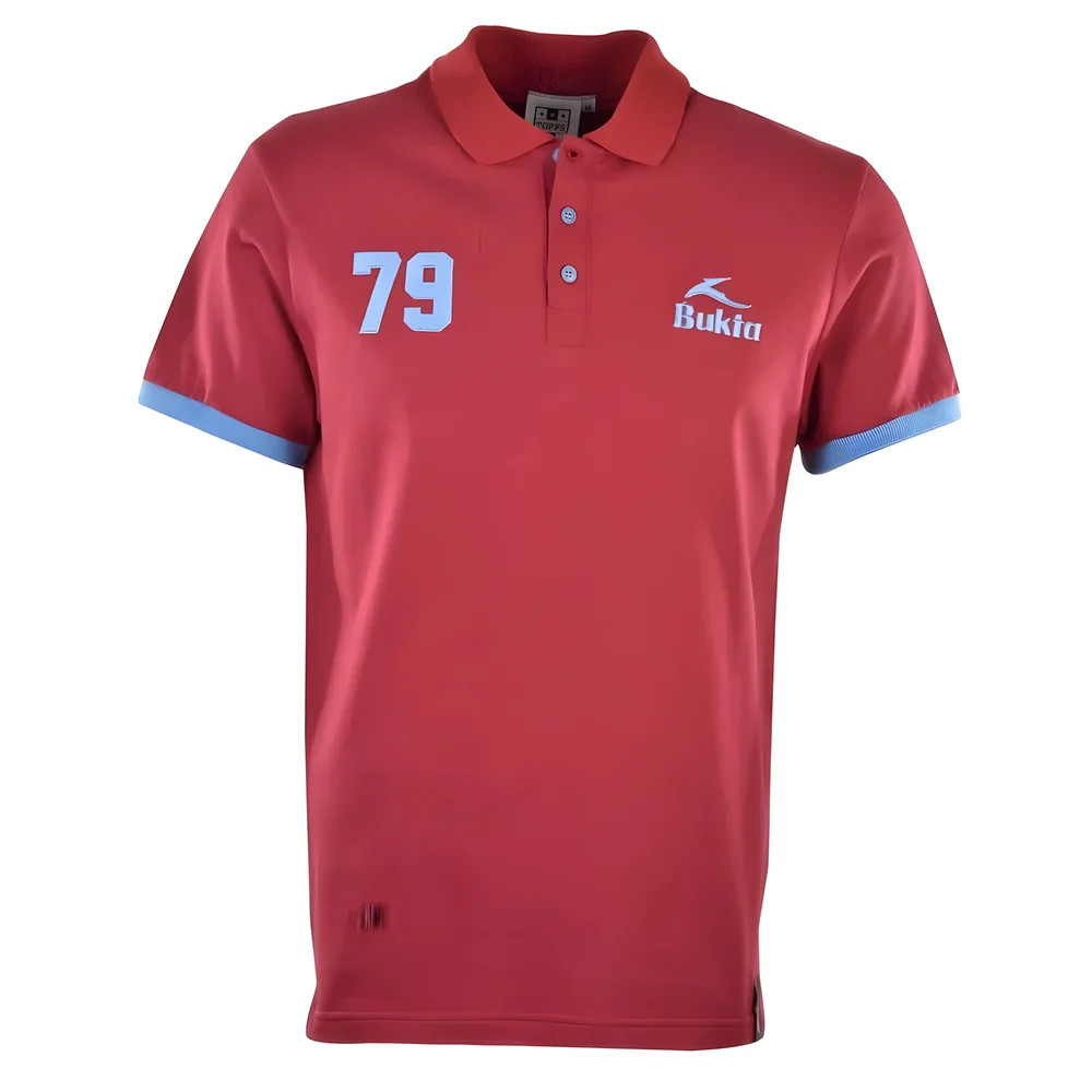 Bukta Heritage Polo Claret With Sky Cuffs Polyester Chelsea Made By: Toffs Men's Red Xxl
