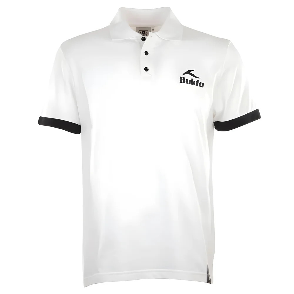 Bukta Polo White With Cuffs Polyester Chelsea Made By: Toffs Men's Black 3XL