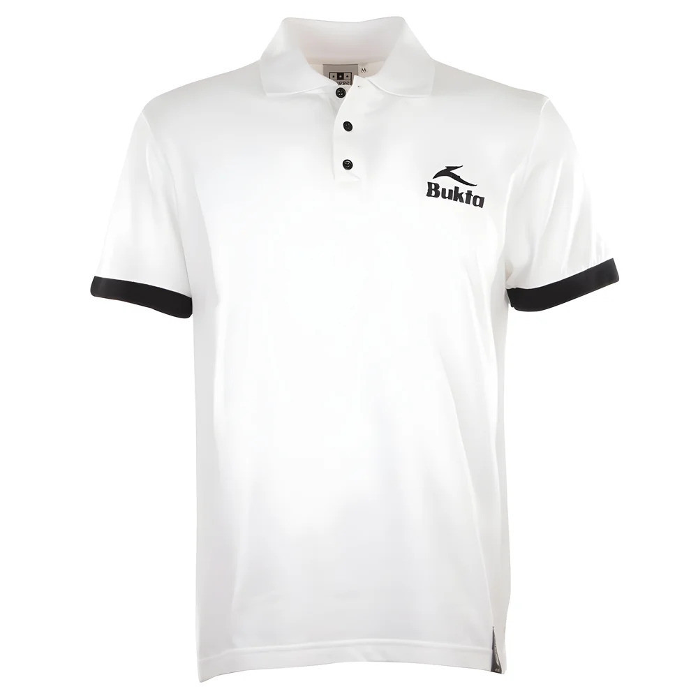 Bukta Heritage Polo White With Cuffs Polyester Chelsea Made By: Toffs Men's Black 3XL